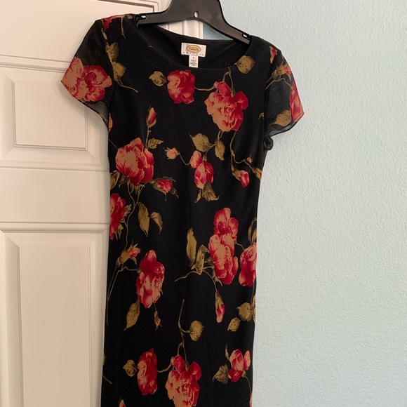 Talbots Petites Sheer Layered Floral Dress Sz 4 - Picture 1 of 5
